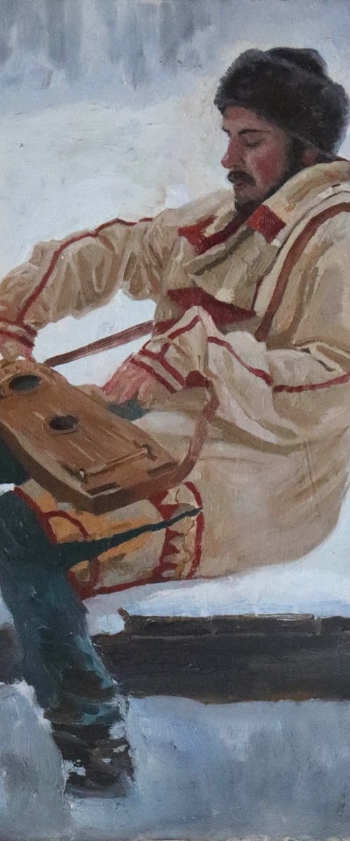 Self-portrait playing the gusli by Simon Kozhin