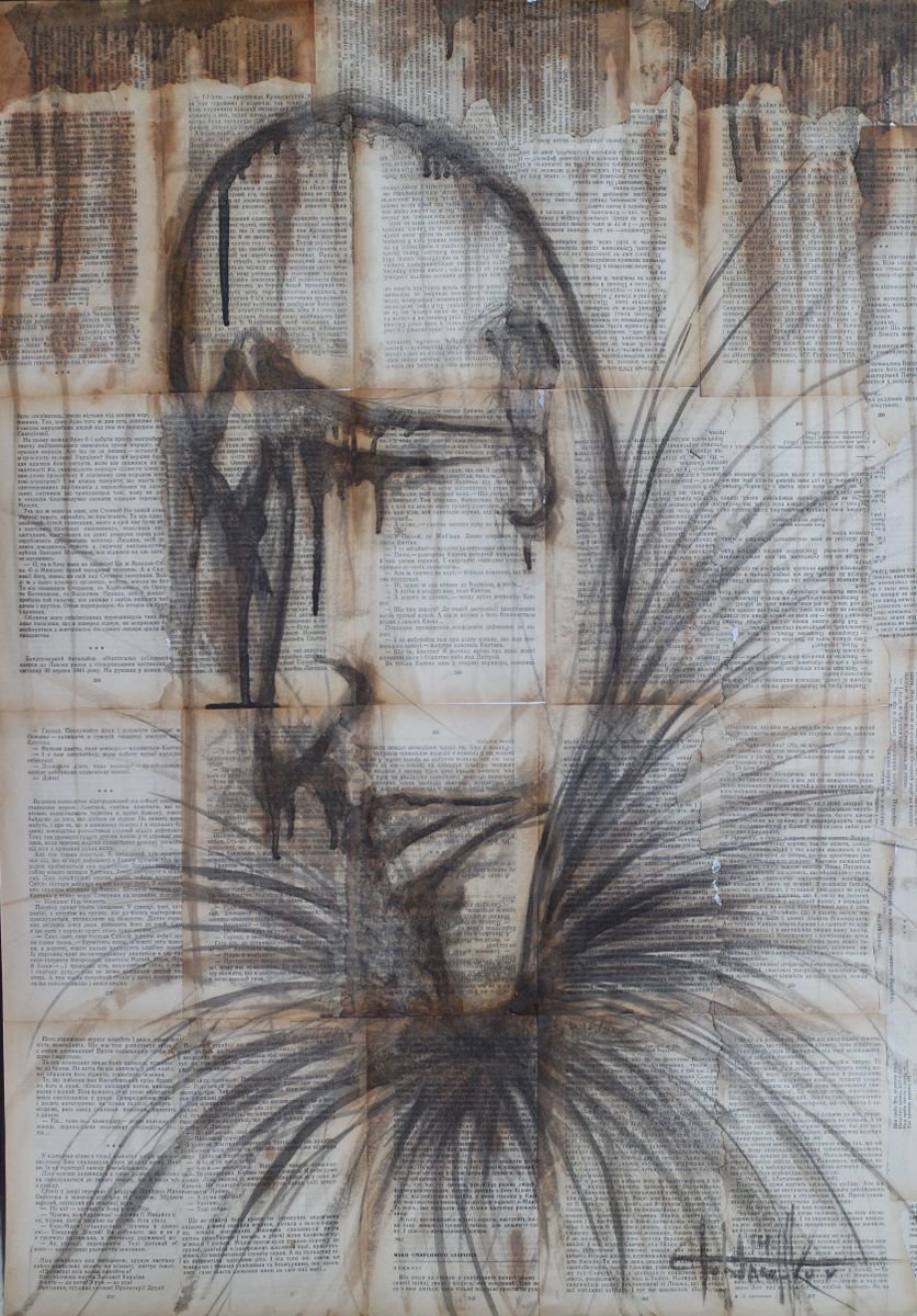 Expressive Portrait Oil Painting By Eugene Gorbachenko, 24 X 31, Clown. Series Of Works On The Books, Original Artwork