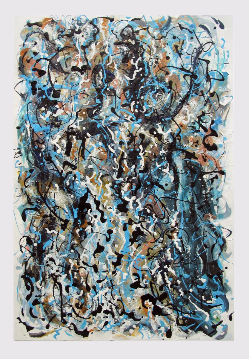 Organic Abstract Painting By John Sharp, 26 X 37, Contour8, Strid, Original Artwork