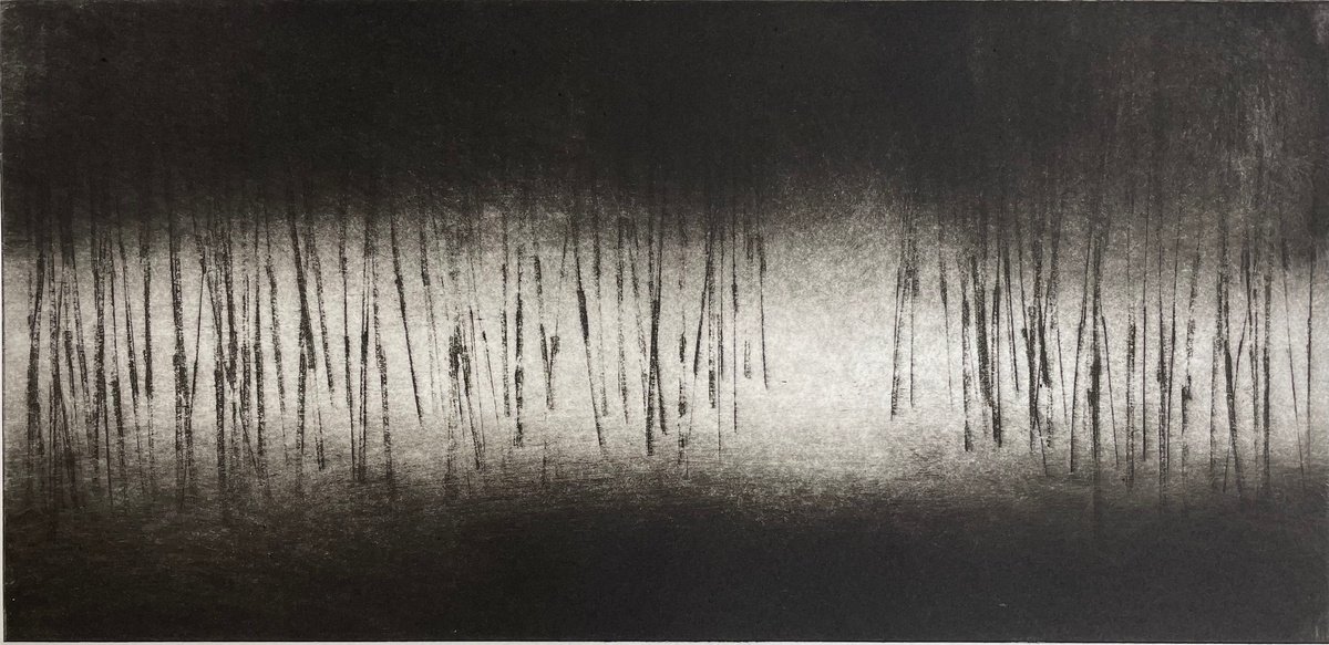 Impressionistic Abstract Etchings & Engravings By Lizzie Butler, 18 X 11", Bamboo Walk, Original Artwork
