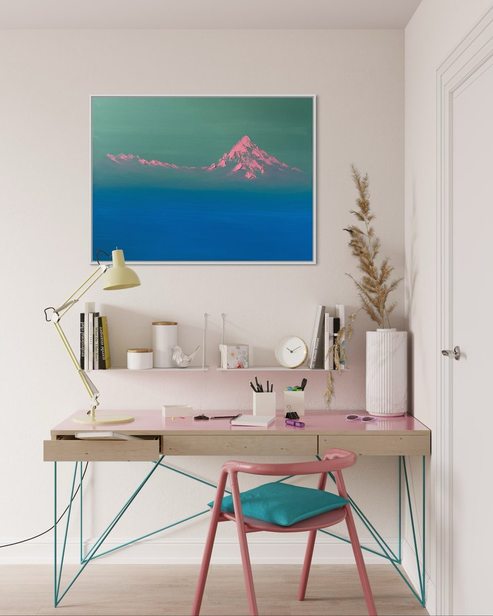 Impressionistic Landscape Oil Painting By Cat Goward, 40 X 30, Pink Valley, Original Artwork