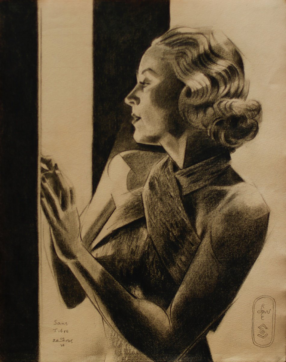 Geometric Portrait Pencil Drawing By Corne Akkers, 9 X 12, Sans Titre - 09-06-25, Original Artwork