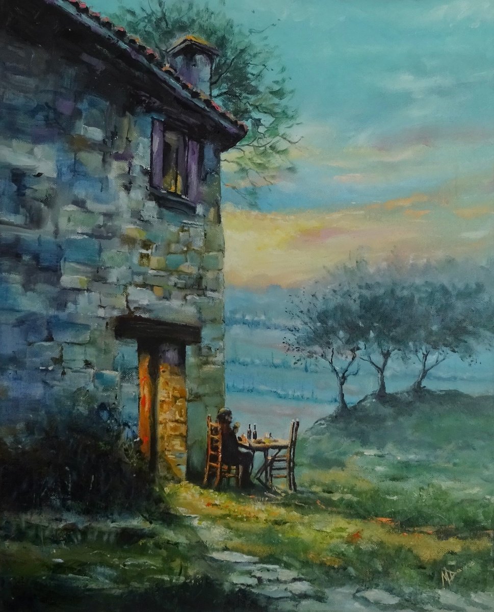 Vino Al Tramonto By Mel Davies Art, 16 X 20, Artwork For Sale On Artfinder