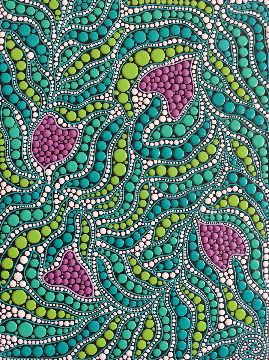 Expressive Botanical Acrylic Painting By Oxana Lazari, 12 X 16", Spring Leaves 2, Original Artwork