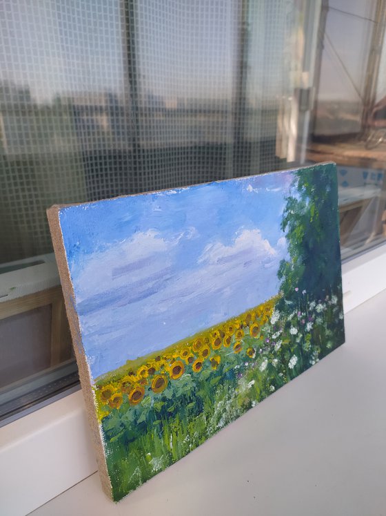 Landscape with sunflowers