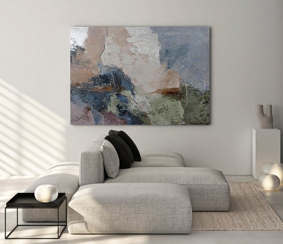 "Liotta" Abstract blue green gray art