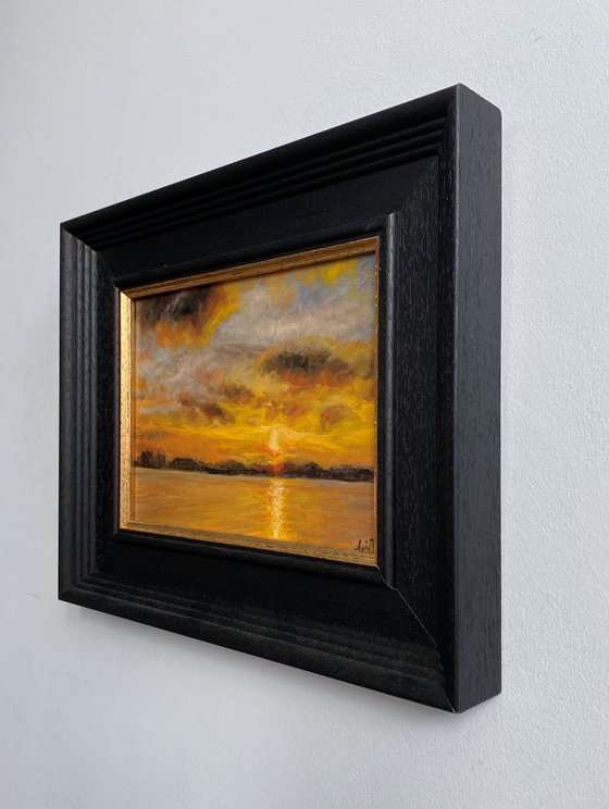 Sunset Over The Sea framed ready to hang.