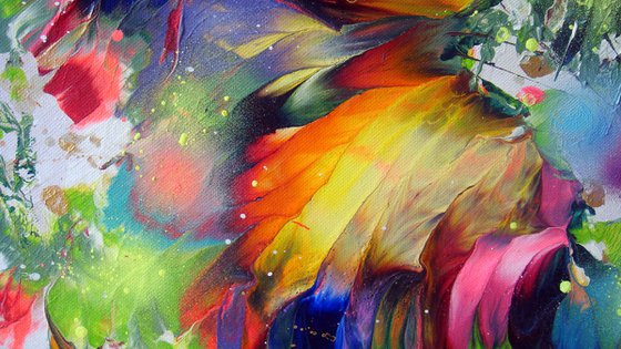 Abstract Flowers "Magic flowers of joy", Large Painting