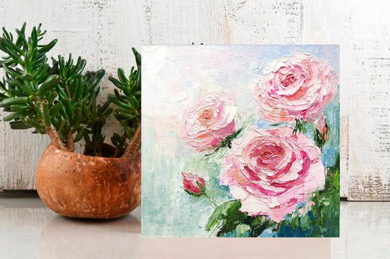 Pink Roses Painting Floral Art