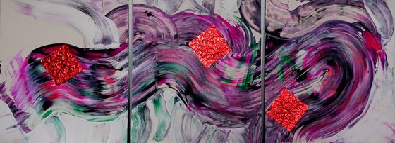 Pink scarlet (triptich abstract art)