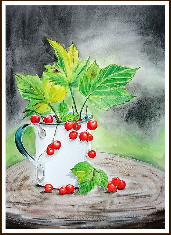 Berries. Watercolor painting.
