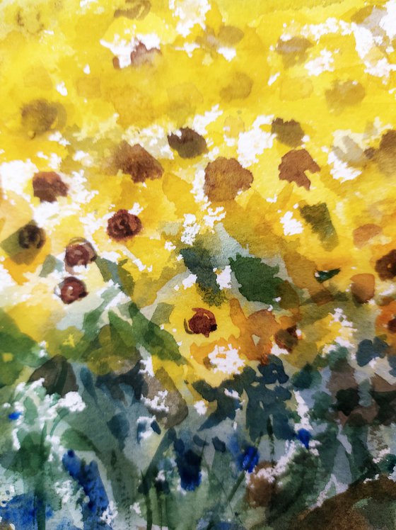 Painterly Sunflower fields