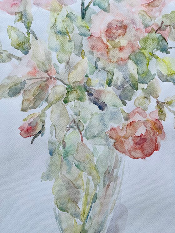 Roses in vase 19,7x25,6 in