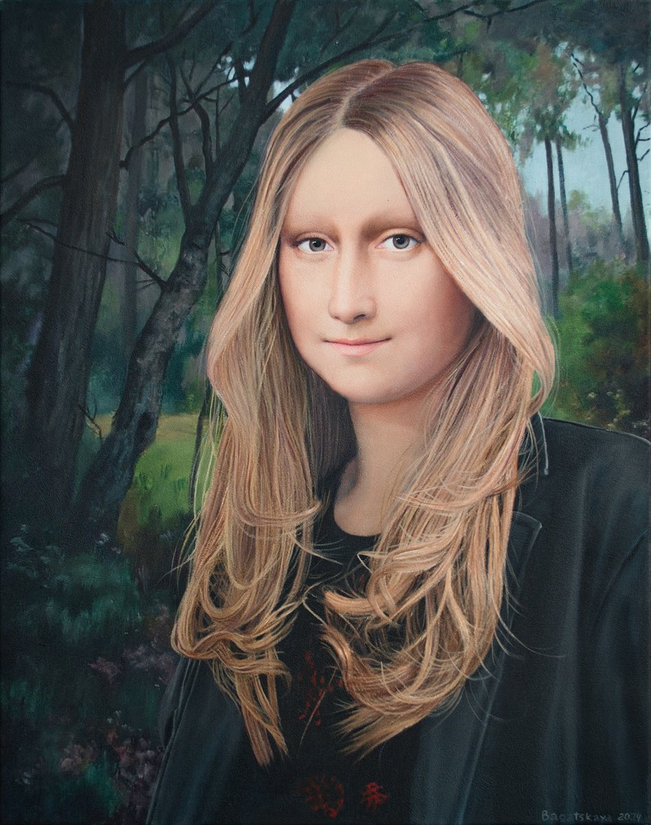 Photorealistic Portrait Acrylic Painting By Nataliya Bagatskaya, 24 X 30", Contemporary Portrait "In The Wood", Original Artwork