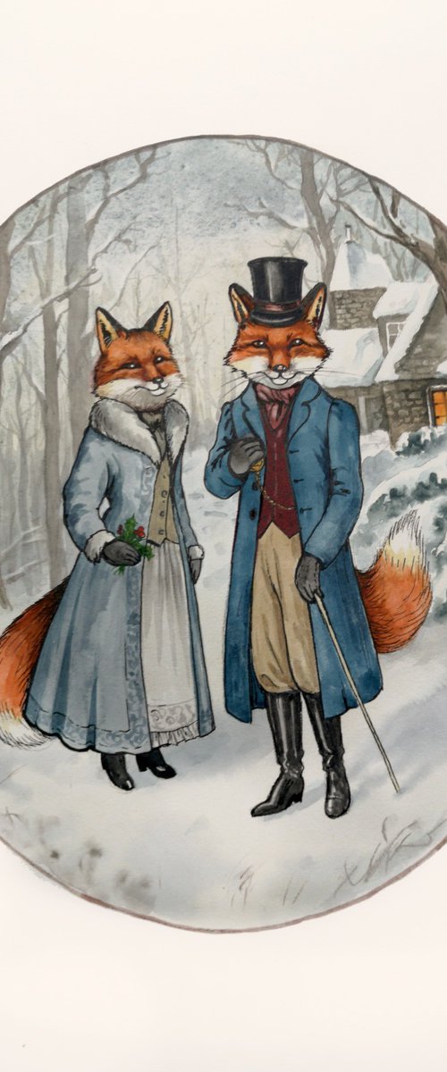 Mr. and Msr. Fox: A Victorian Tale by Olga Beliaeva Watercolour