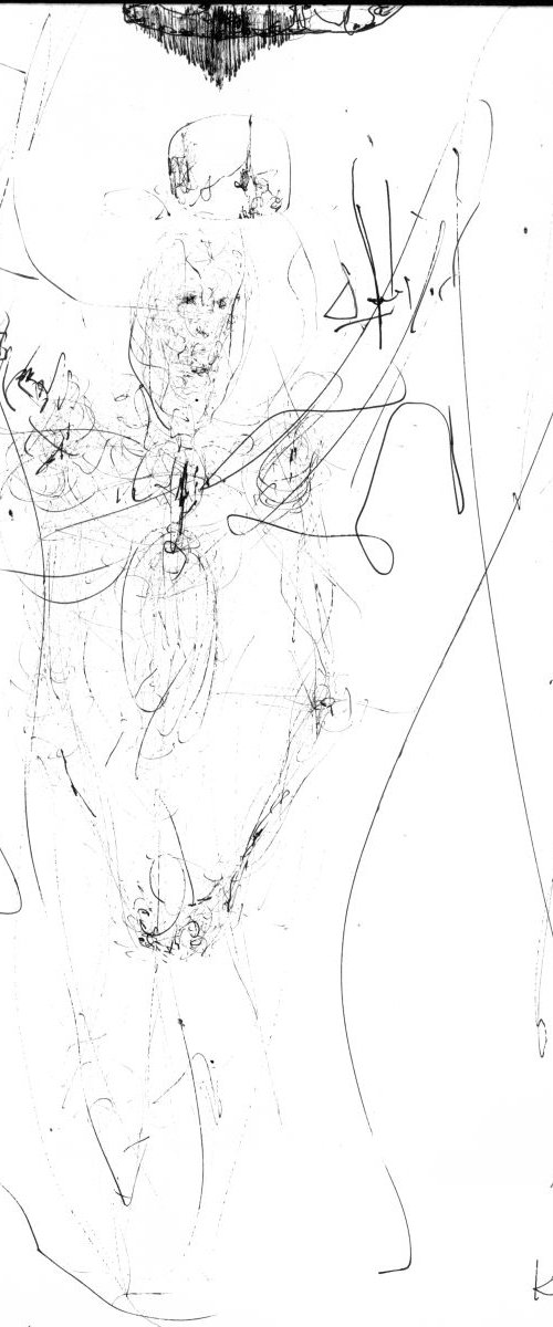 SUBLIME ART SIGNED BY ROMANIAN MASTER KLOSKA INK DRAWING ANGEL ECLECTIC ONIRIC by Kloska Ovidiu