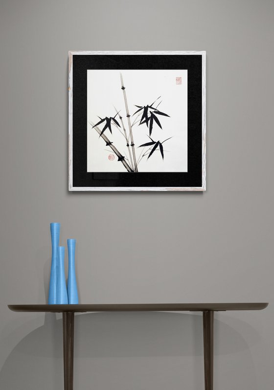 Three trunks of bamboo  - Bamboo series No. 2103 - Oriental Chinese Ink Painting