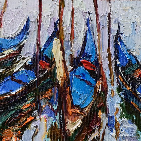 Venice gondolas Original oil painting