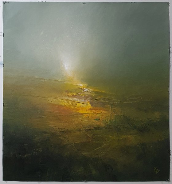 " View of misty hillside "