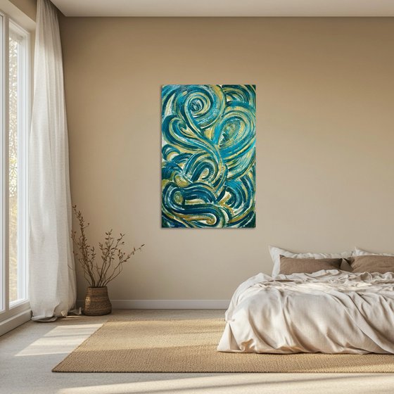 Golden waves 120x80x2 cm