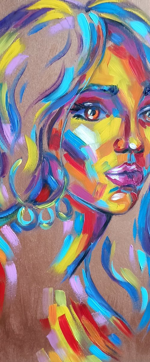Portrait - oil painting, oil painting people, woman portrait, woman, woman face, face oil painting by Anastasia Kozorez