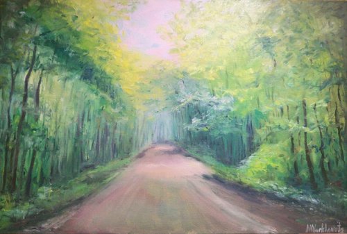 Viridian mood. (Acrylic original painted landscape. Home decoration gift idea unframed) by Mag Verkhovets