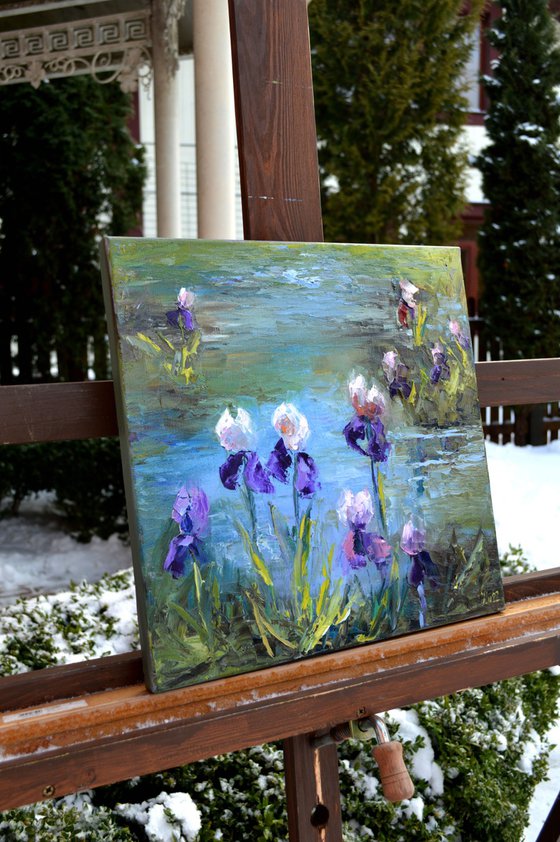 Pond with irises