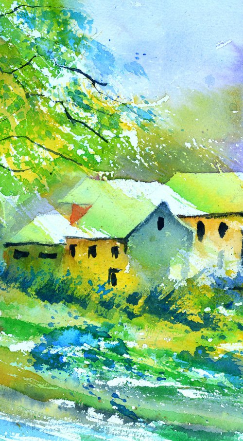 Misty wood watercolor by Pol Henry Ledent