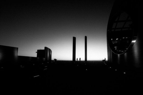 Sunset in Lisbon, Champalimaud Nº2 in BW