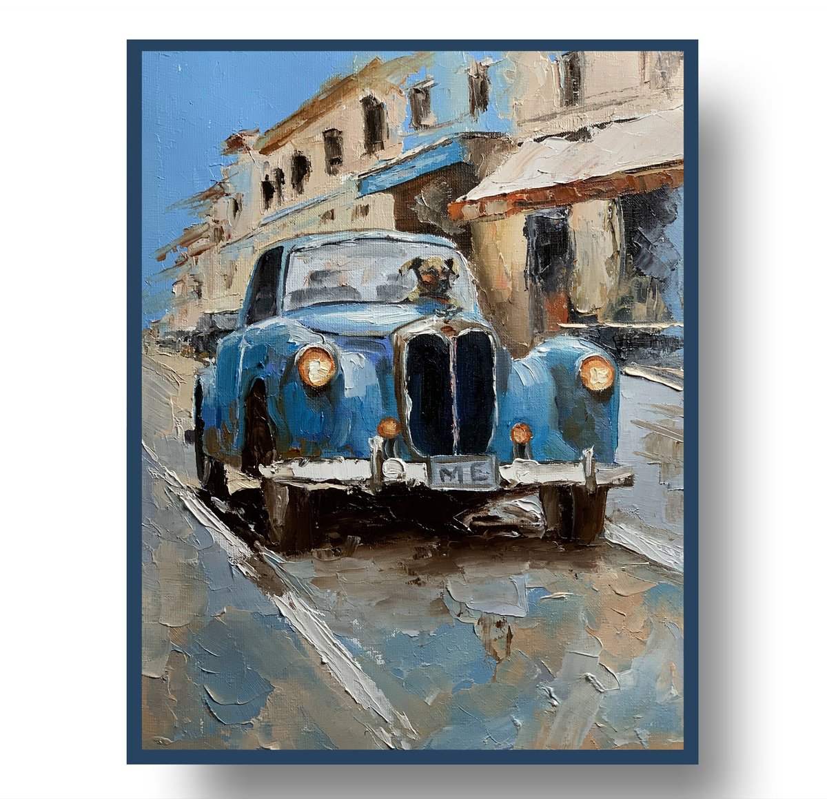 Impressionistic Cityscapes Oil Painting By Vita Schagen, 12 X 16", Dog-Driver. Old City., Original Artwork