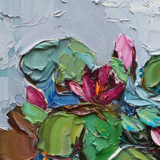 Pink water lilies #2 Original Oil painting