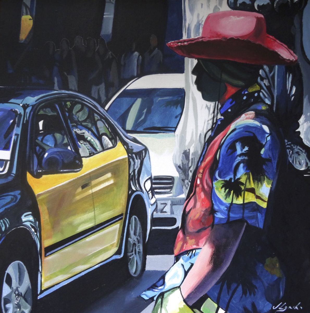 Photorealistic Portrait Acrylic Painting By Joseph Lynch, 20 X 20, Barcelona Dreaming, Original Artwork