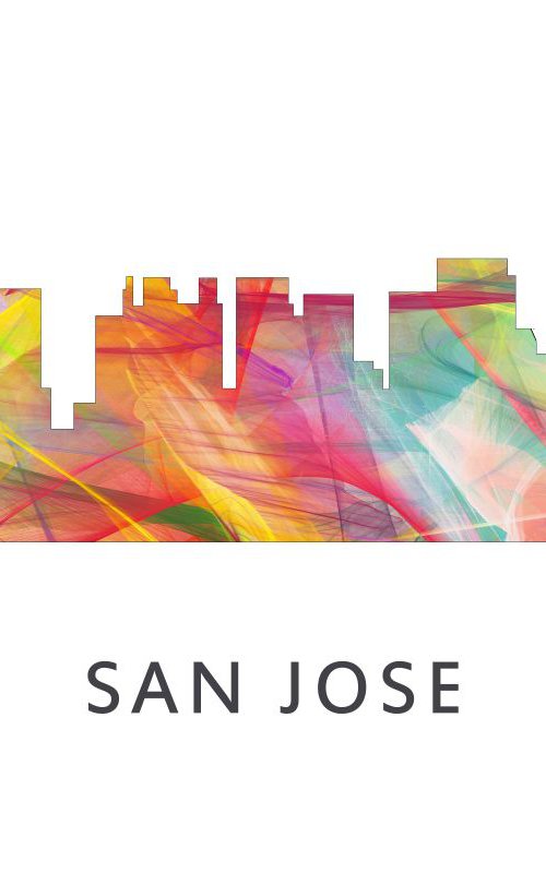 San Jose California Skyline WB1 by Marlene Watson