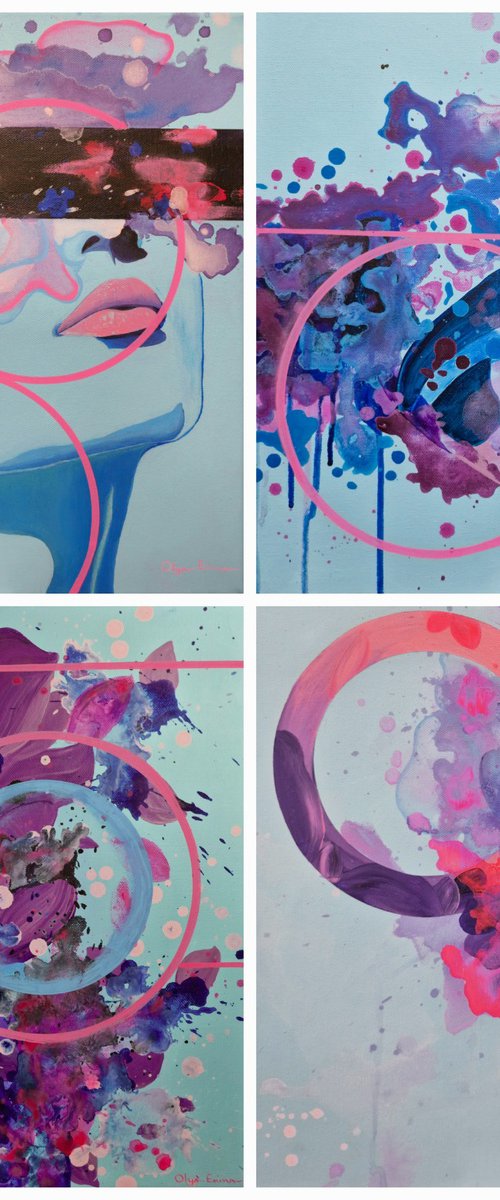 Floral women portraits by Olya Enina