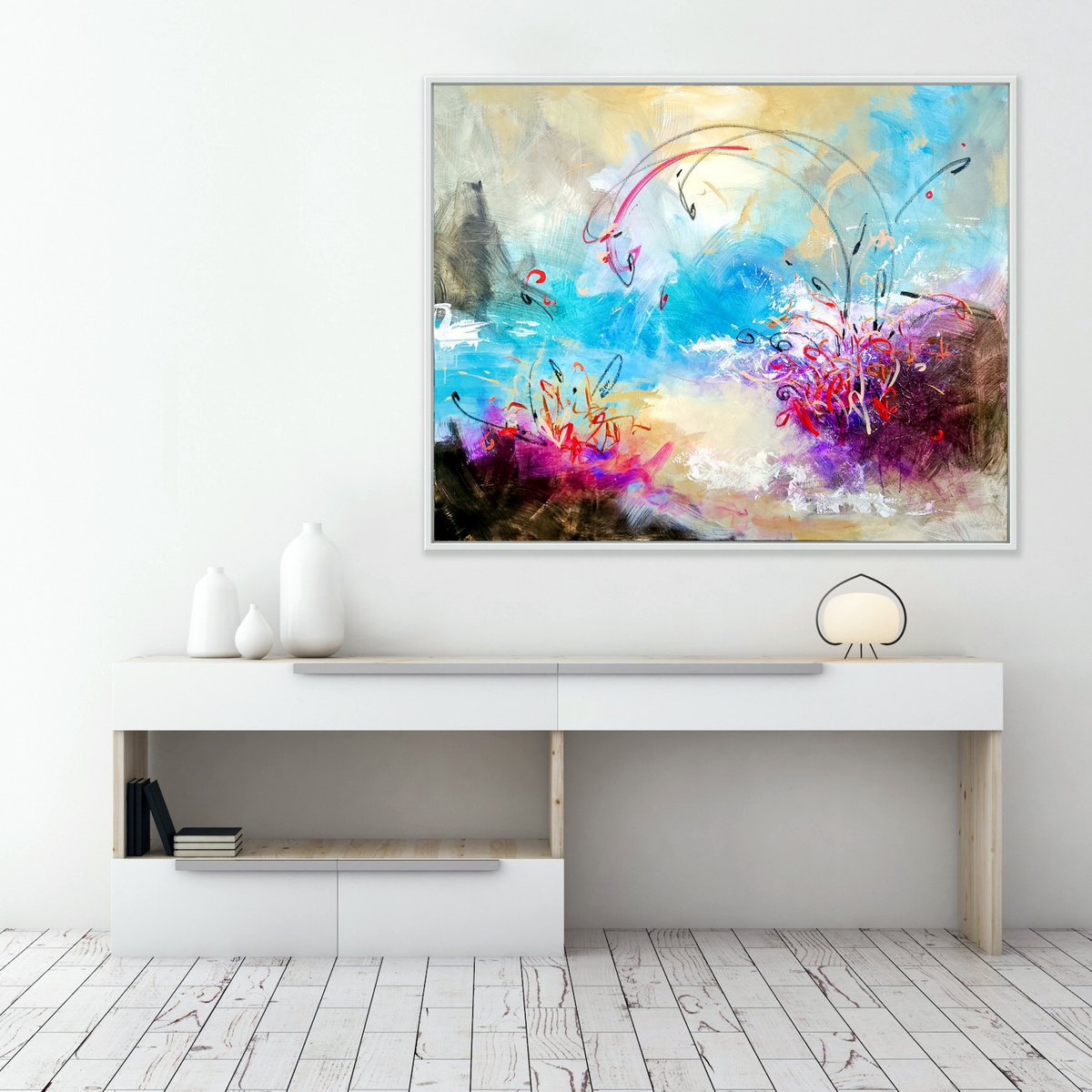 Expressive Abstract Painting By Heather W. Ernst, 60 X 48, Accord | Free Ship To U.s., Original Artwork