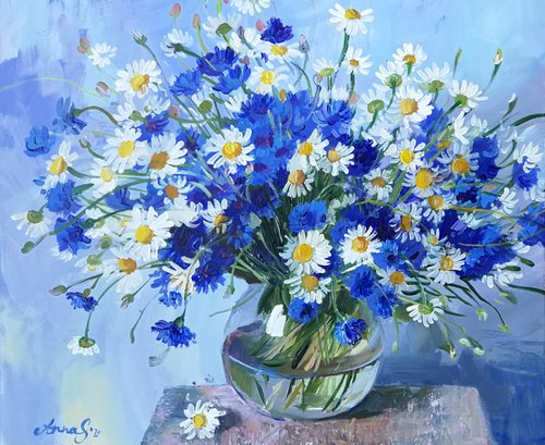 Cornflowers & Daisies by Anna Silabrama