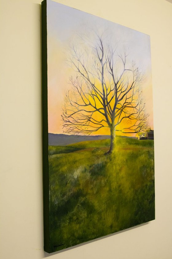 February tree, Original abstract painting, Ready to hang by WanidaEm