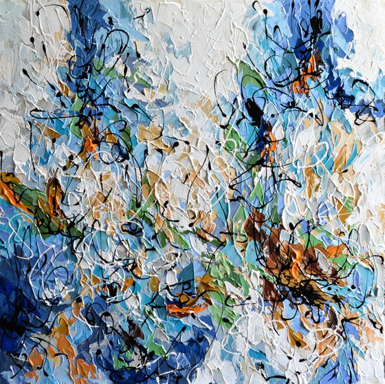 Better Days - Abstract Acrylic Painting, Palette Knife Art, Blue Brown Wall Art Canvas