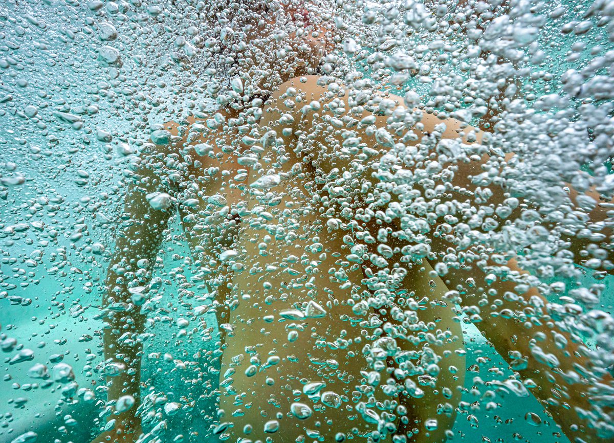 Hot Champagne - underwater nude photograph - print on paper 18x24 by Alex Sher
