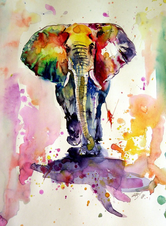 Colourful Elephant Walking Perfect Gift Idea Artfinder