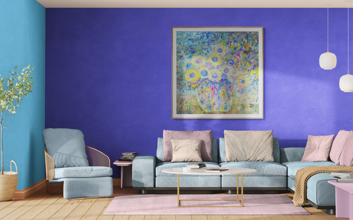 Golden Sunflowers 2026 By Lesley Blackburn, 40 X 40, Artwork For Sale On Artfinder