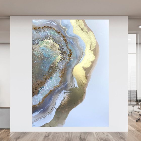 Serenity Gold Heart Crystal Artwork