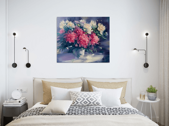 Peonies in a White Vase