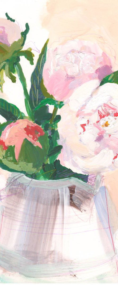 Bouquet of peonies. Gouache study by Anastasia Mazur-Skrobova