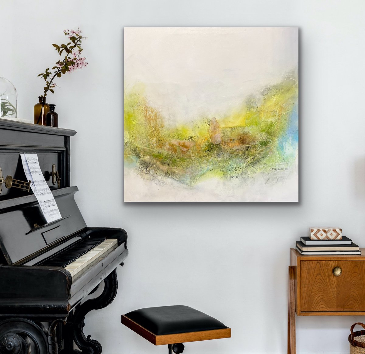 Abstract Acrylic Painting By Kirsten Schankweiler, 31 X 31", Daydream About Summer, Original Artwork