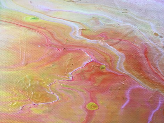 "Red Planet" - Original Small Abstract PMS Acrylic Painting - 12 x 9 inches