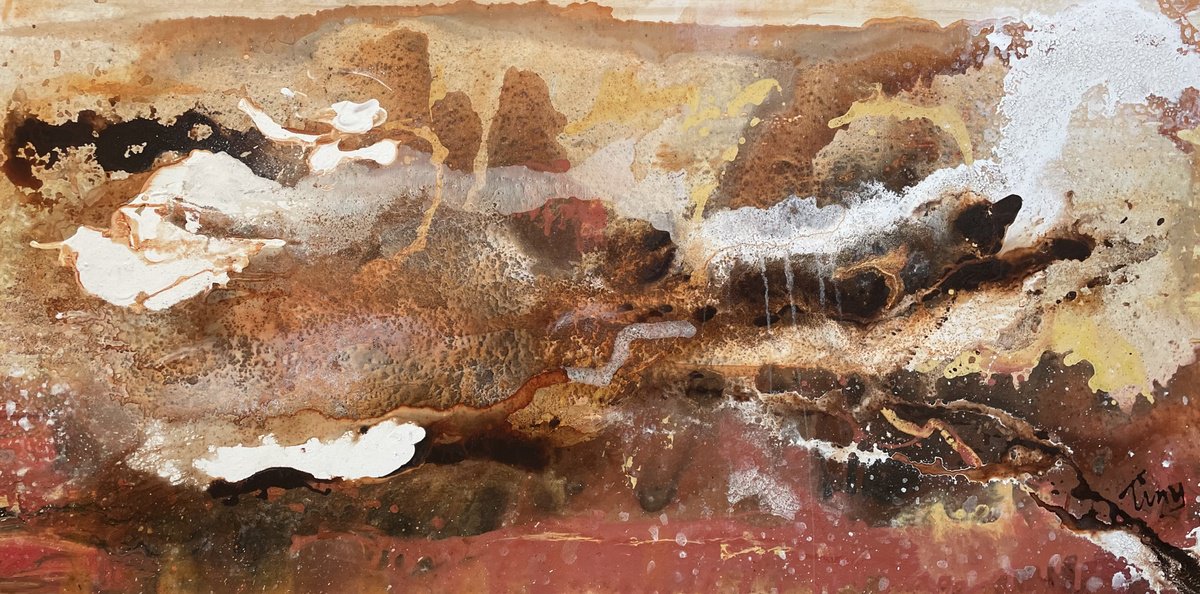 Abstract Acrylic Painting By Tiny De Bruin, 55 X 28", Erosion, Original Artwork