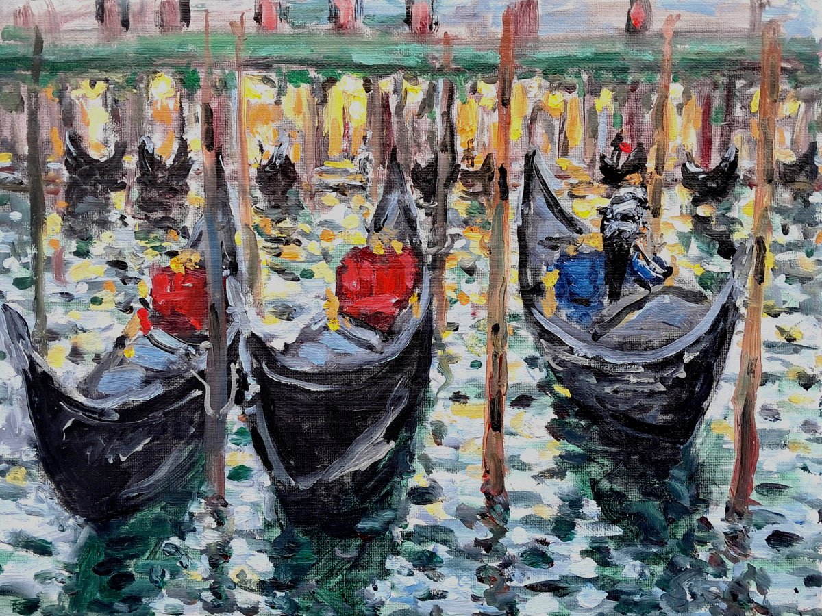  Gondolas In The Morning By Dimitris Voyiazoglou, 20 X 17, Artwork For Sale On Artfinder