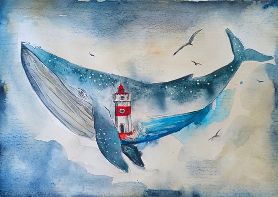 Whale With Lighthouse (small)
