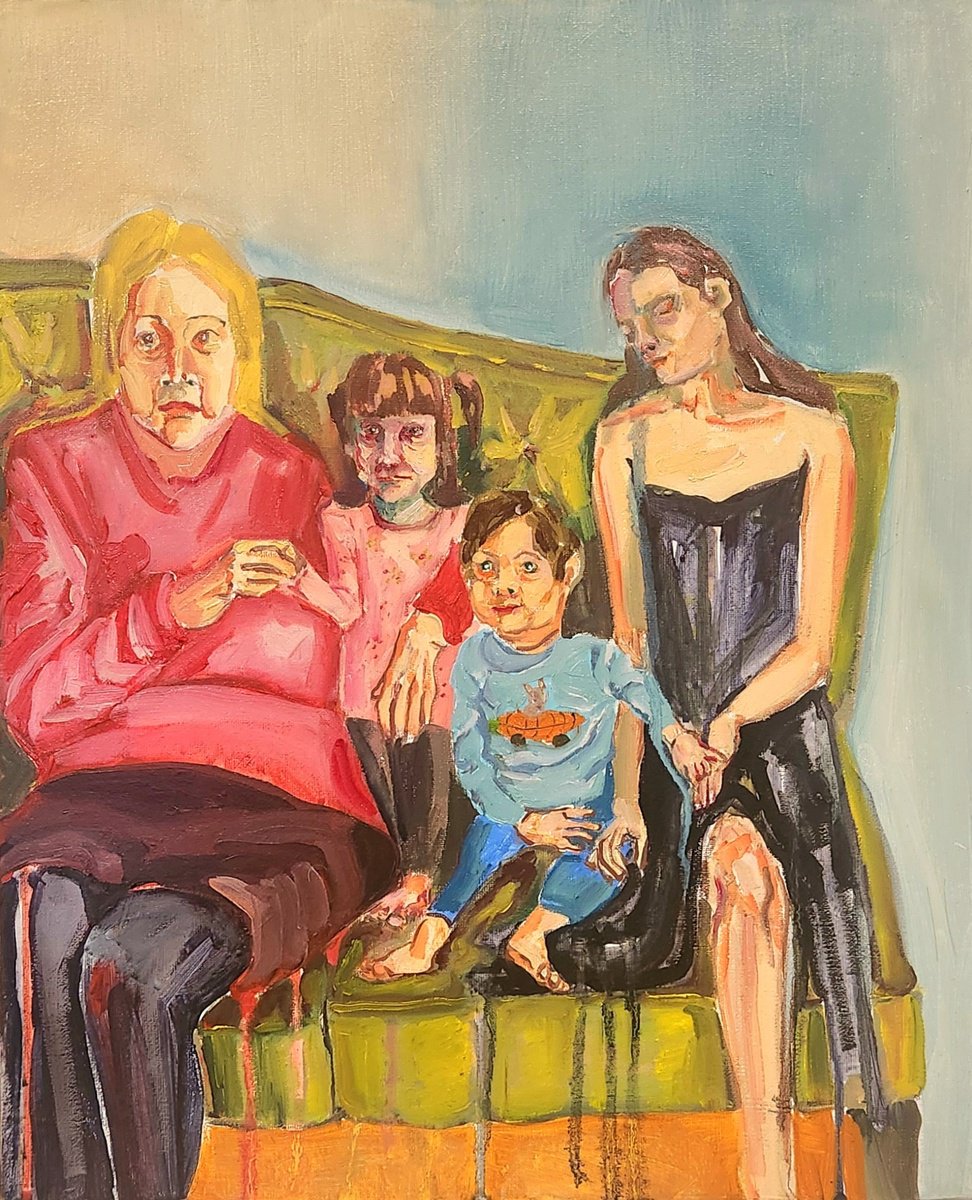 Expressive Portrait Oil Painting By Anahita Amouzegar, 17 X 21, Dreamscape Reunion, Original Artwork